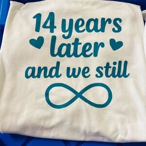 White and Teal Graphic Women's Shirt